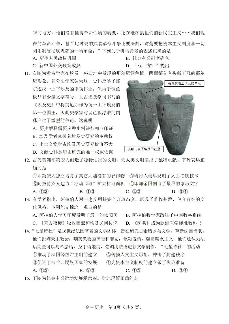 北京市丰台区2024-2025学年度第一学期期末考试高三历史试卷及答案第3页