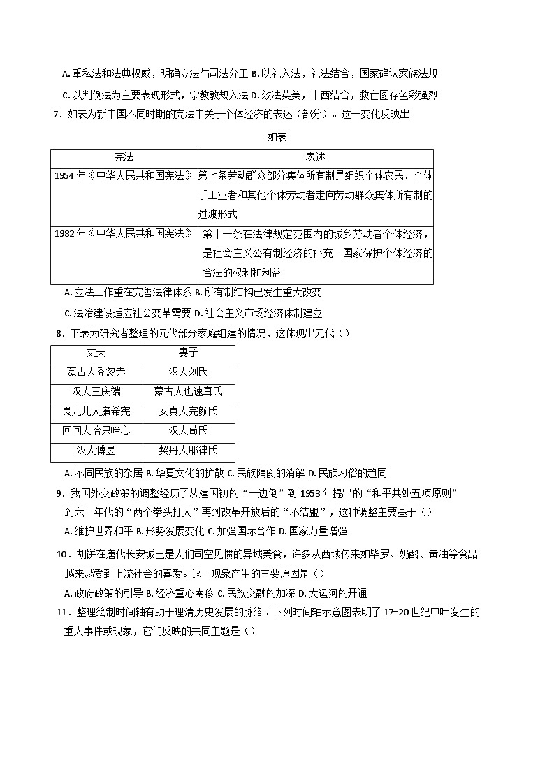 天津市第一百中学、实验滨海中学2024-2025学年高二上学期期末联考历史试卷第2页