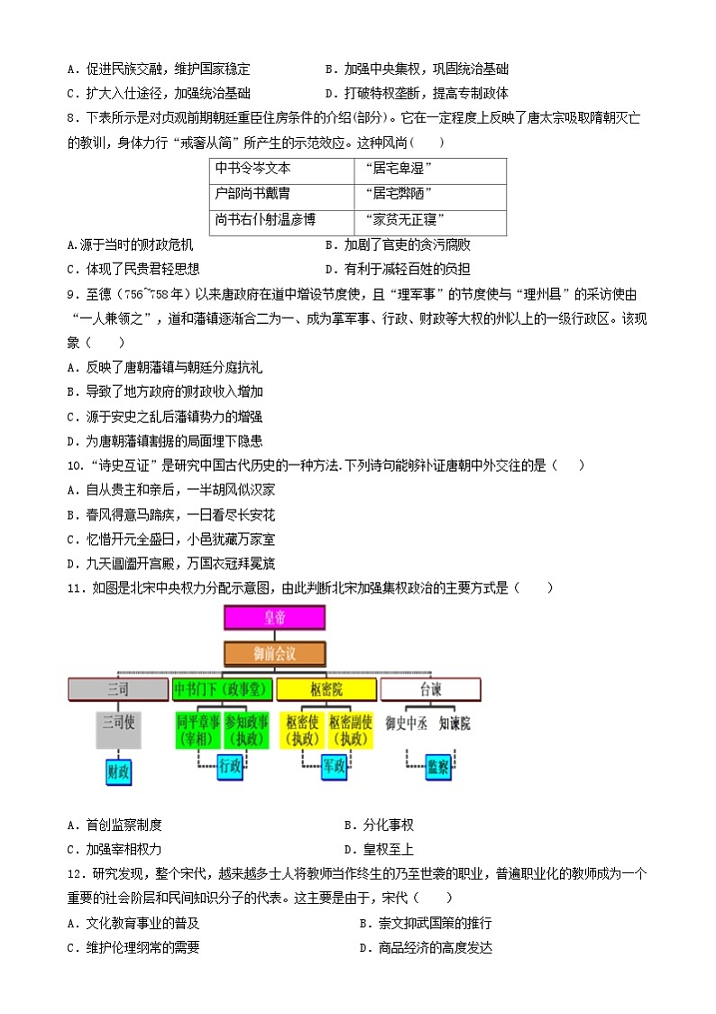 高一历史期末试卷 高一历史期末试题docx第2页