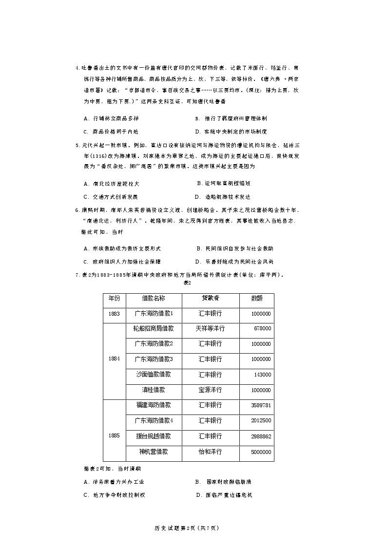 2025届高三八省联考历史试题第2页