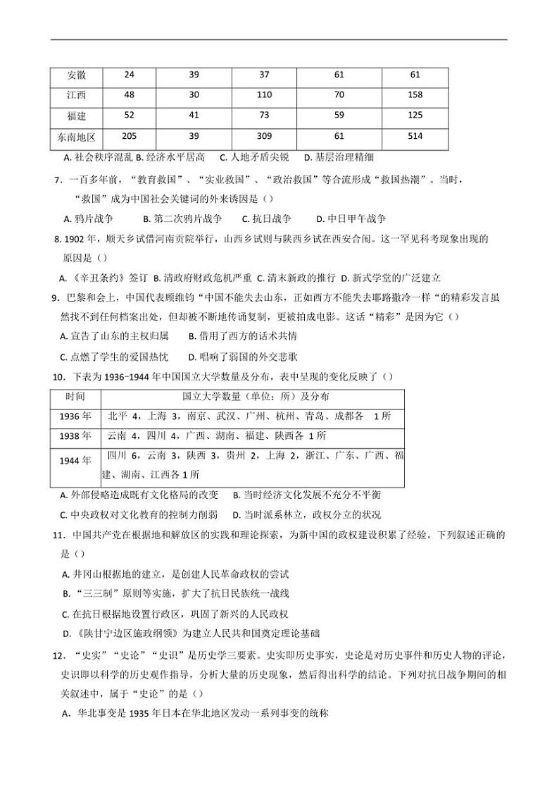 2024～2025学年湖北省荆州中学高二上12月月考历史试卷(含答案)第2页