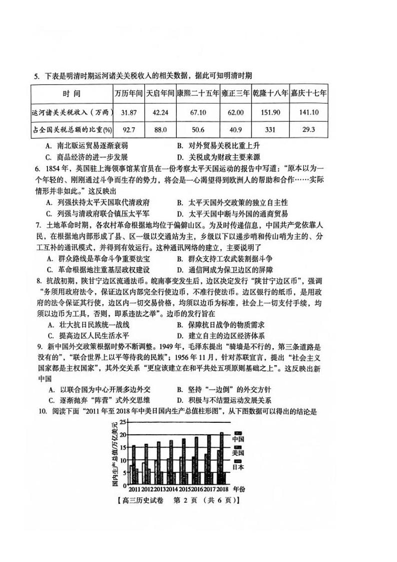 河南省三门峡市2025届高三上学期第一次大练习（期末）历史试题（PDF版附答案）第2页