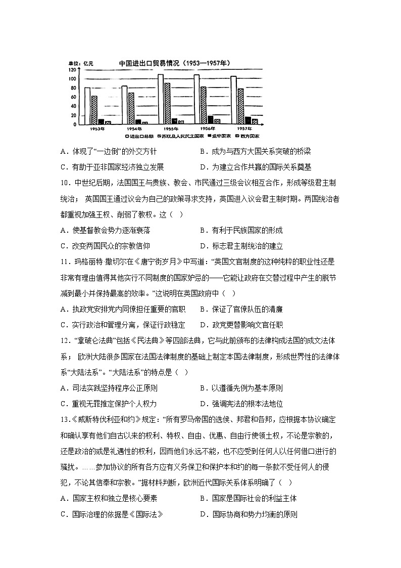 2022~2023学年贵州省贵阳市普通中学高二上学期期末考试历史试卷（解析版）第3页