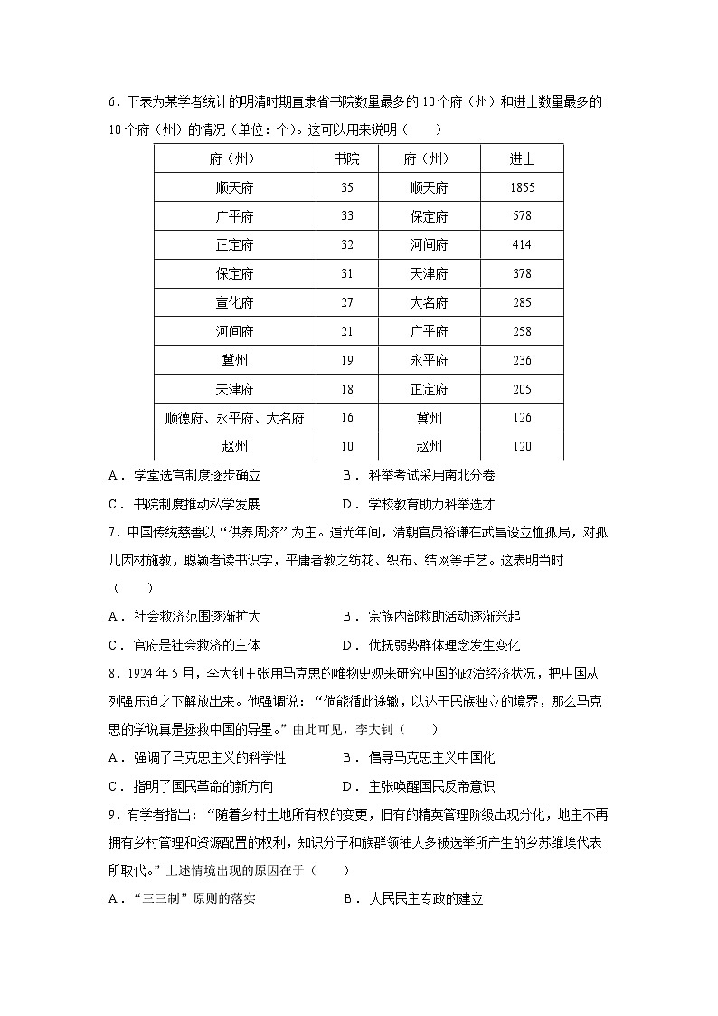 2024~2025学年河北省省级联考高三上学期1月期末考试历史试卷第2页
