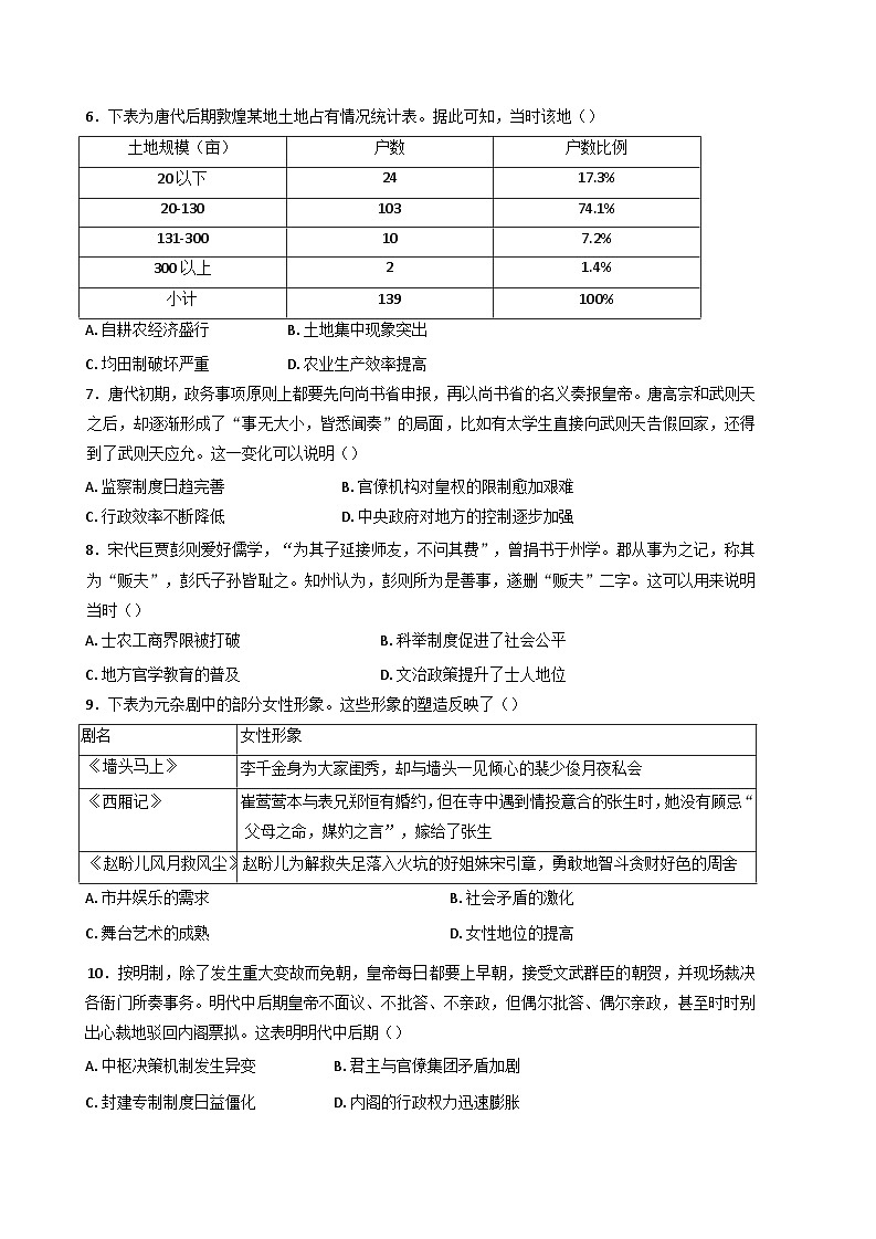 2025届河南省郑州中学高三上学期一测模拟演练历史试题第2页