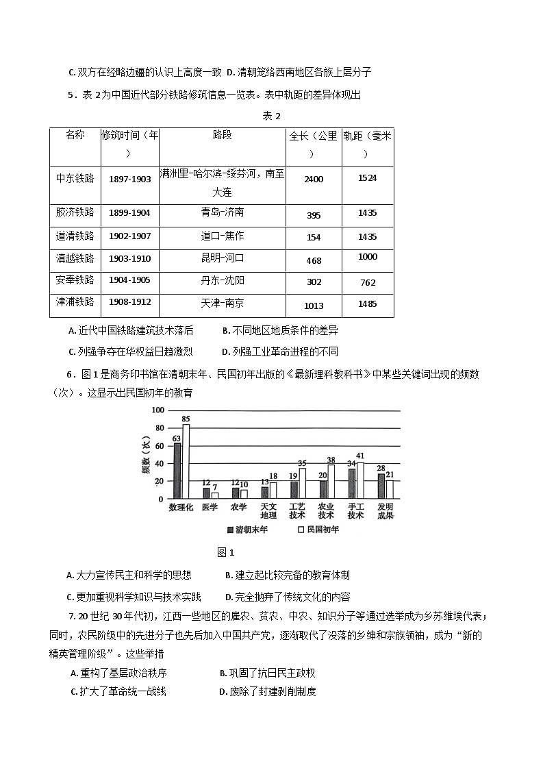 山东省泰安市2024-2025学年高三上学期期末考试历史试题第2页