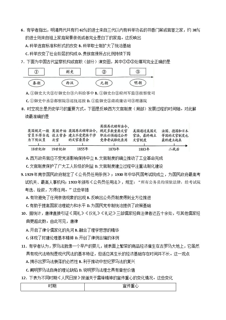 新疆维吾尔自治区巴音郭楞蒙古自治州2024-2025学年高二上学期期末考试历史试题第2页