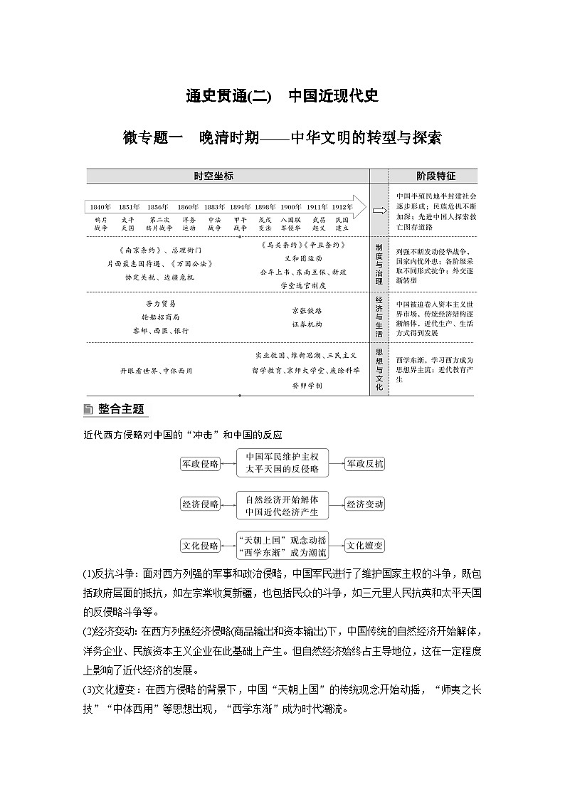 板块二　通史贯通(二)　中国近现代史--2025年高考历史大二轮复习（教师版）第1页