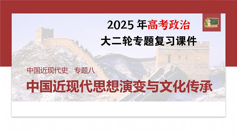 板块二　专题八　中国近现代思想演变与文化传承--2025年高考历史大二轮复习（课件）第1页