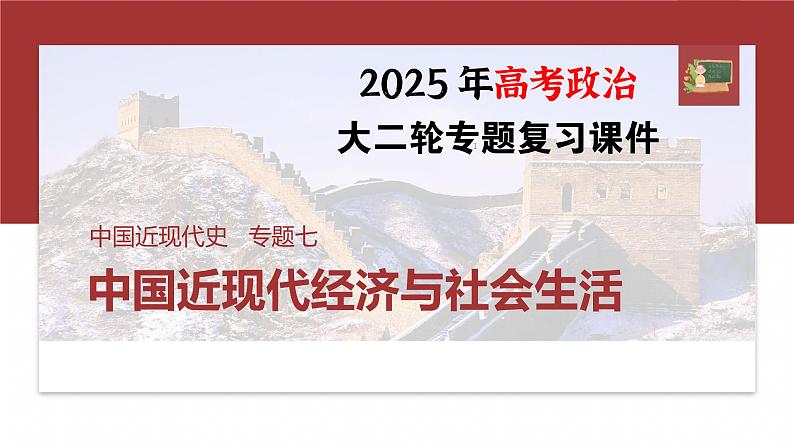 板块二　专题七　中国近现代经济与社会生活--2025年高考历史大二轮复习（课件）第1页