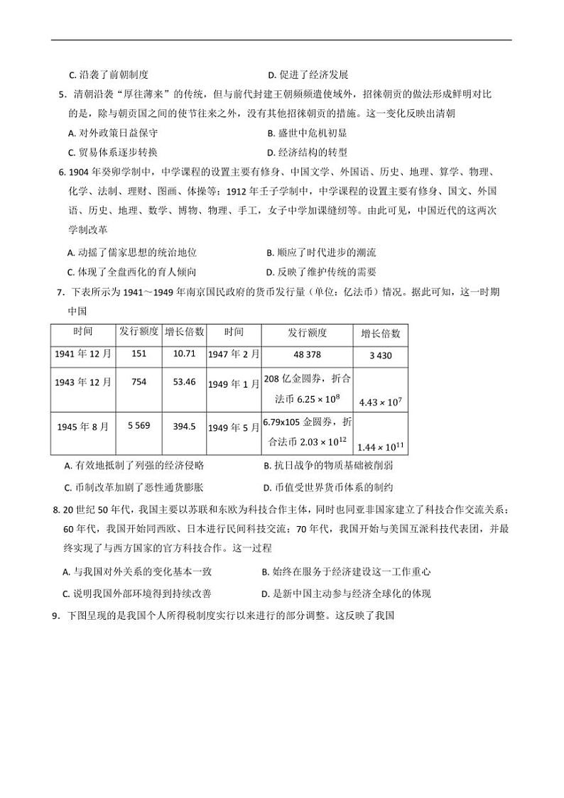2024～2025学年陕西省咸阳市高二上期末教学月考历史试卷(含答案)第2页