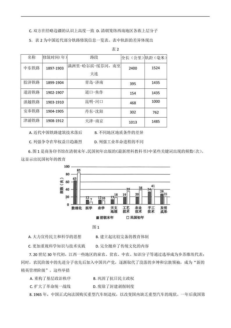 2024～2025学年山东省泰安市高三上期末考试历史试卷(含答案)第2页