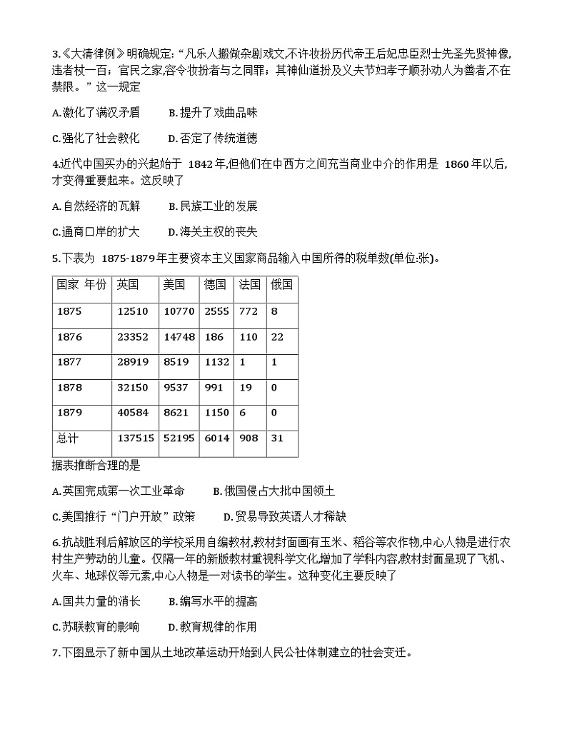湖北省部分市州2024-2025学年高二上学期期末质量监测历史试题（Word版附答案）第2页