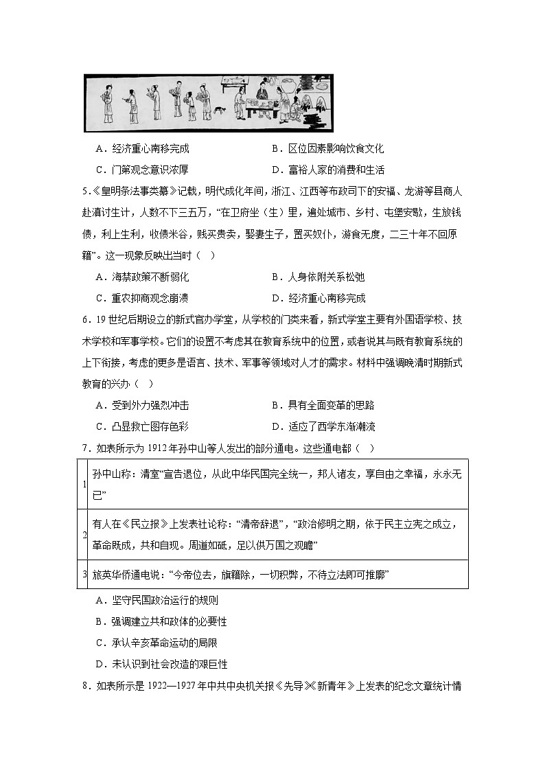 2025届湖北省十堰市高三上学期一模考试历史试题第2页