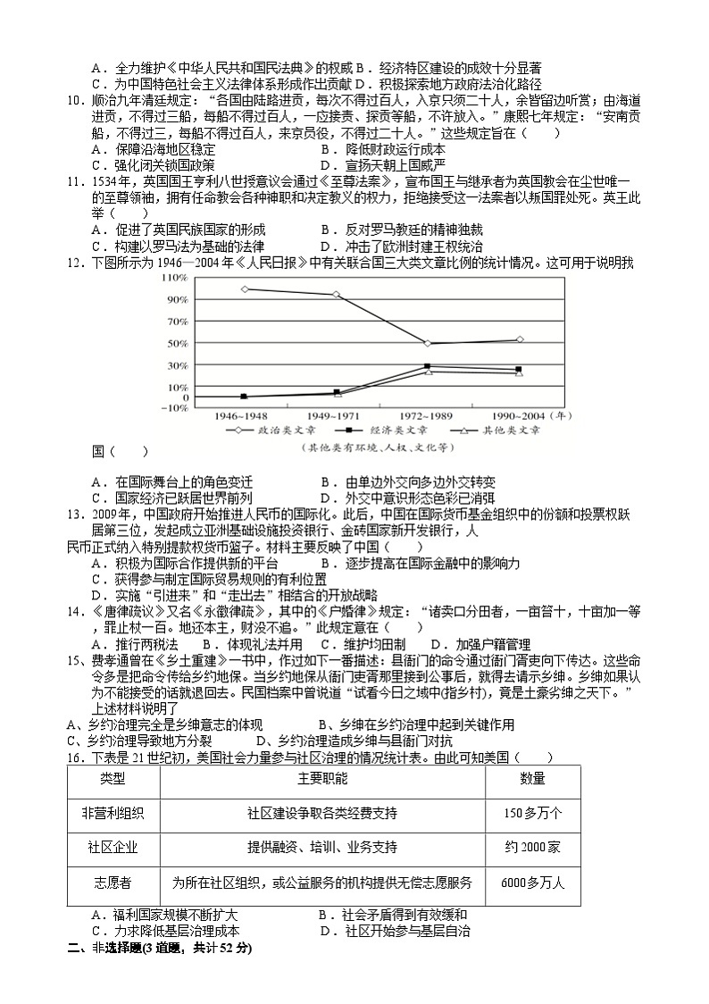 2025眉山东坡区高二上学期1月期末考试历史含答案第2页