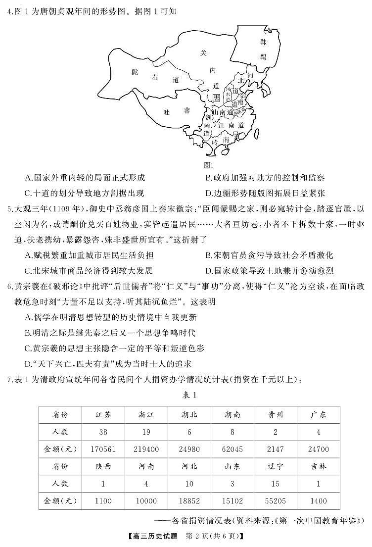 历史丨湖南省永州、衡阳、湘潭、怀化、湘西州五市2025届高三1月期末质量检测历史试卷及答案第2页