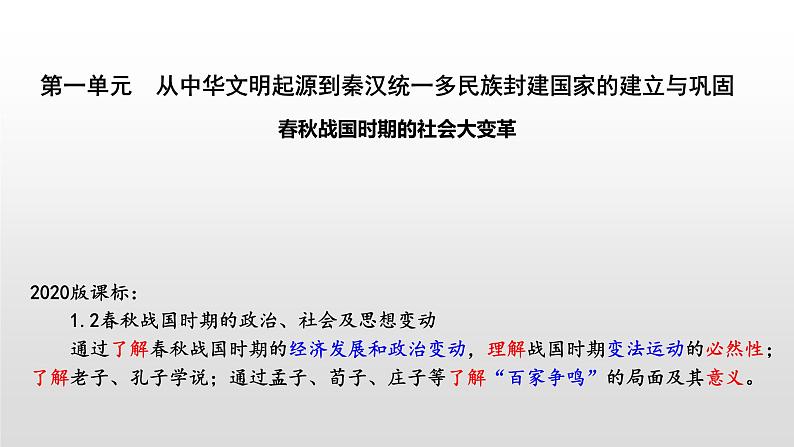 新高考历史一轮复习课件 春秋战国时期的社会大变革第1页