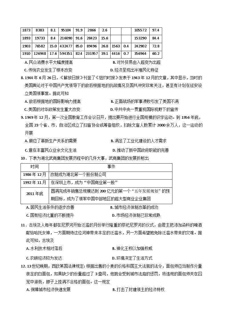 2025届湖北省高中名校联盟高三下学期第三次联合测评历史试题（含解析）第3页