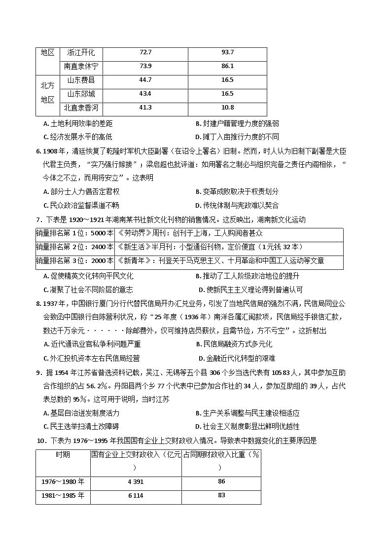 2025届江西省部分学校高三下学期开学考试（一模）历史试题第2页