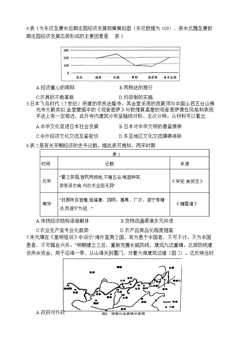 江苏省盐城市五校联考2024-2025学年高二上学期1月期末考试历史试题第2页