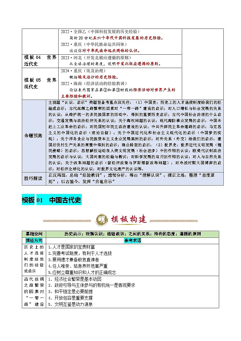 专题07 认识、启示类（答题模版）-2025年高考历史答题技巧与模板构建（新高考通用）（解析版）第2页