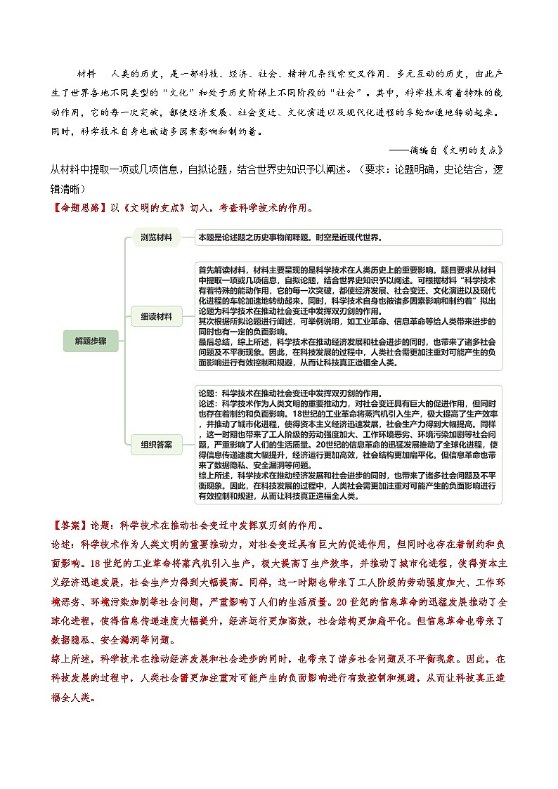 专题19 自拟论题类非选择题-2025年高考历史二轮热点题型归纳与变式演练（新高考通用）（原卷版）第3页