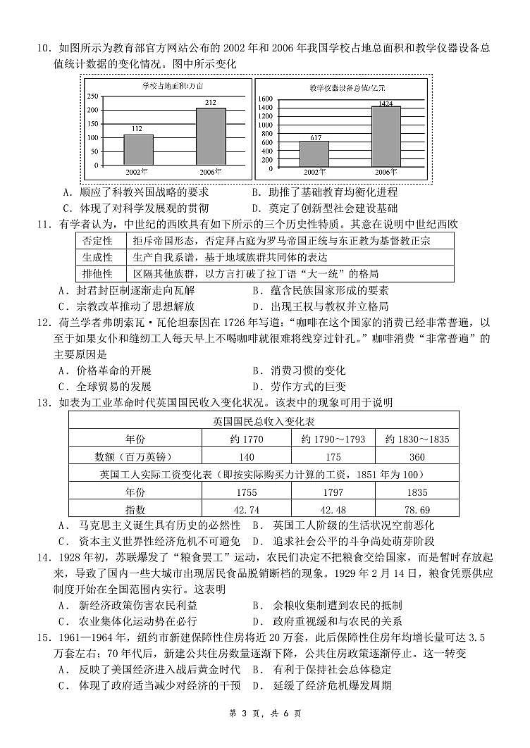 重庆市第八中学校2024-2025学年高三下学期入学适应性训练历史第3页