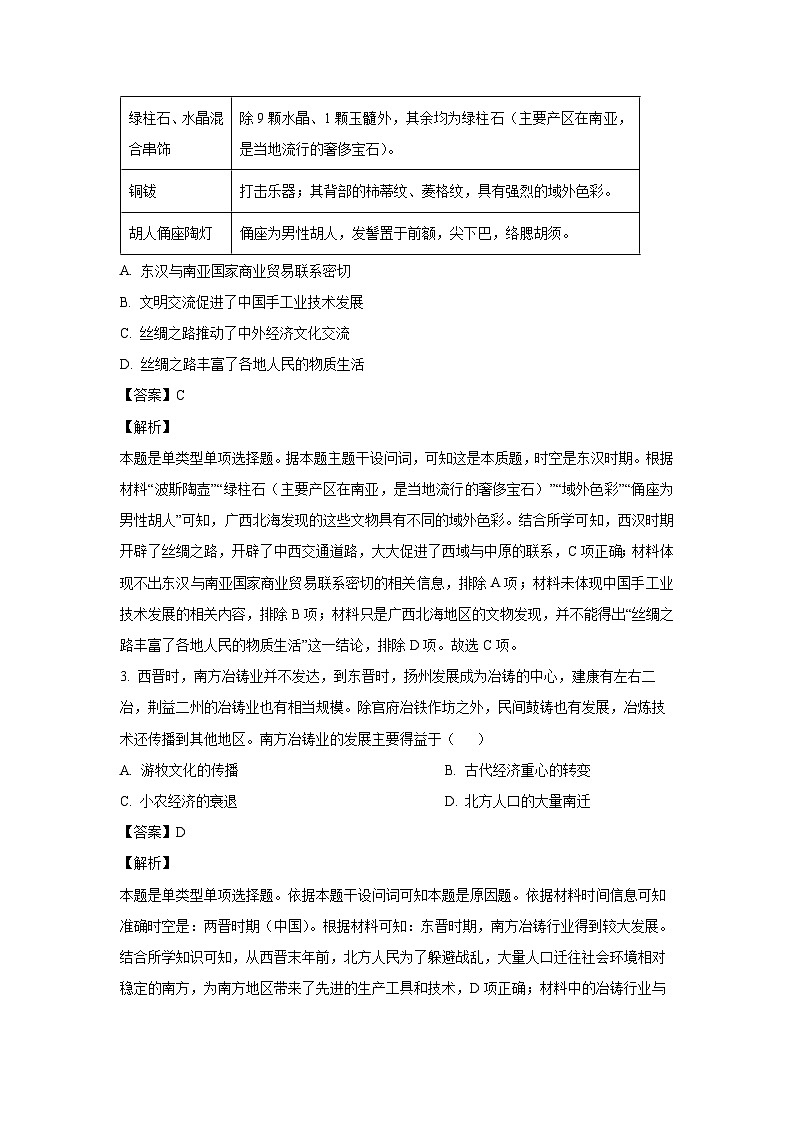 2023-2024学年河南省豫东名校高一上学期期末考试历史试卷（解析版）第2页