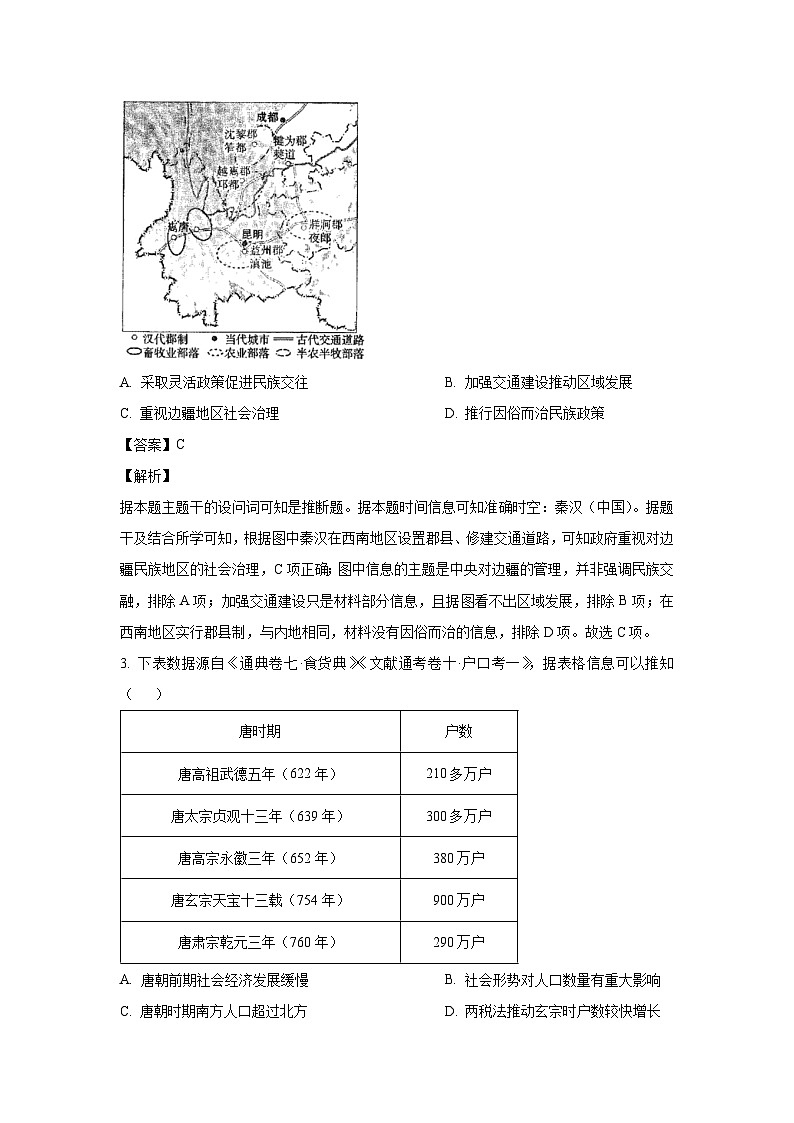 2025届安徽省阜阳市高三上学期教学质量统测历史试卷（解析版）第2页