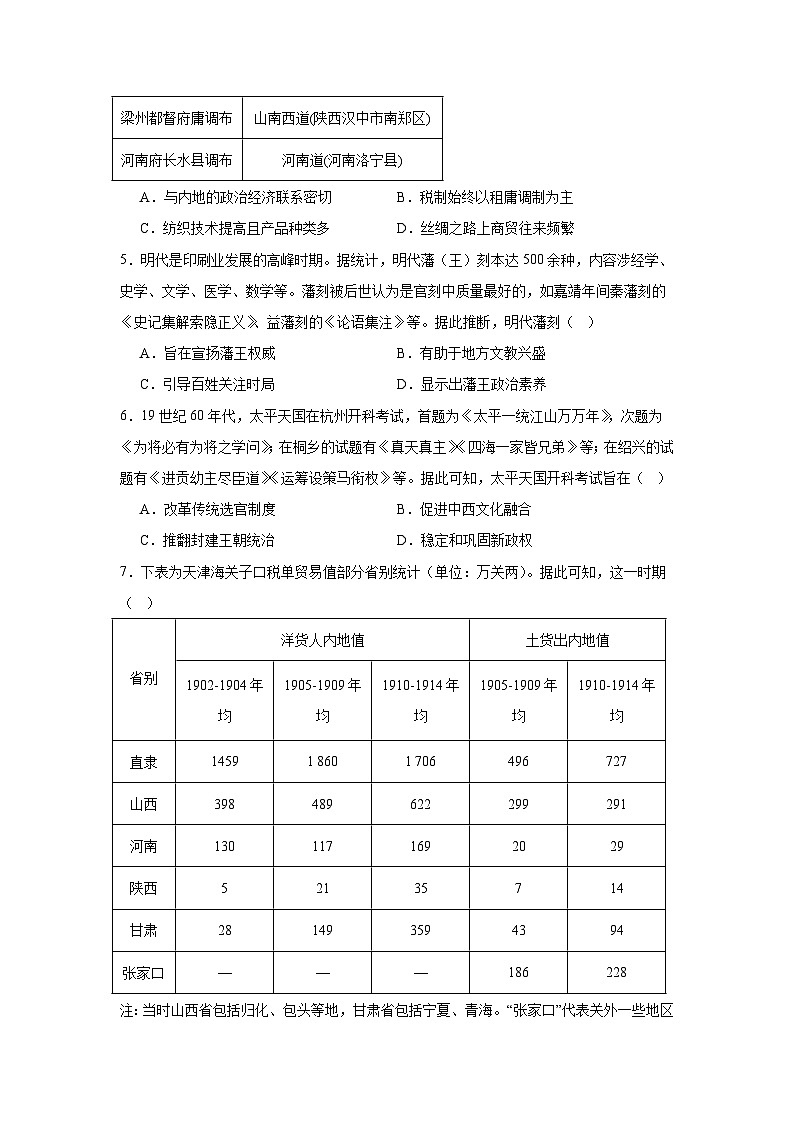 2025届河北省部分高中（青铜铭大联考）高三下学期模拟考试历史试题第2页