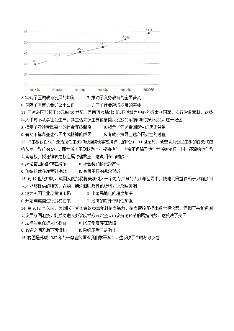 湖南省娄底市2024-2025学年高三上学期期末考试历史试卷（Word版附解析）第3页