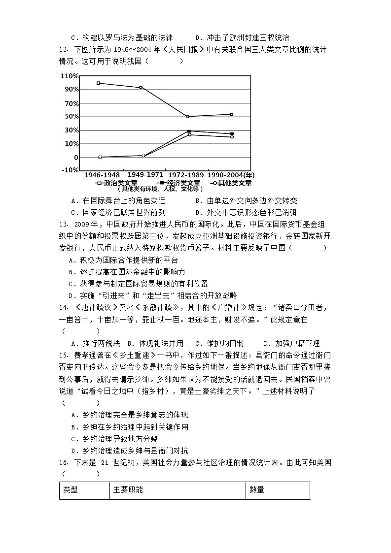 四川省眉山市东坡区2024-2025学年高二上学期期末考试历史试题第3页