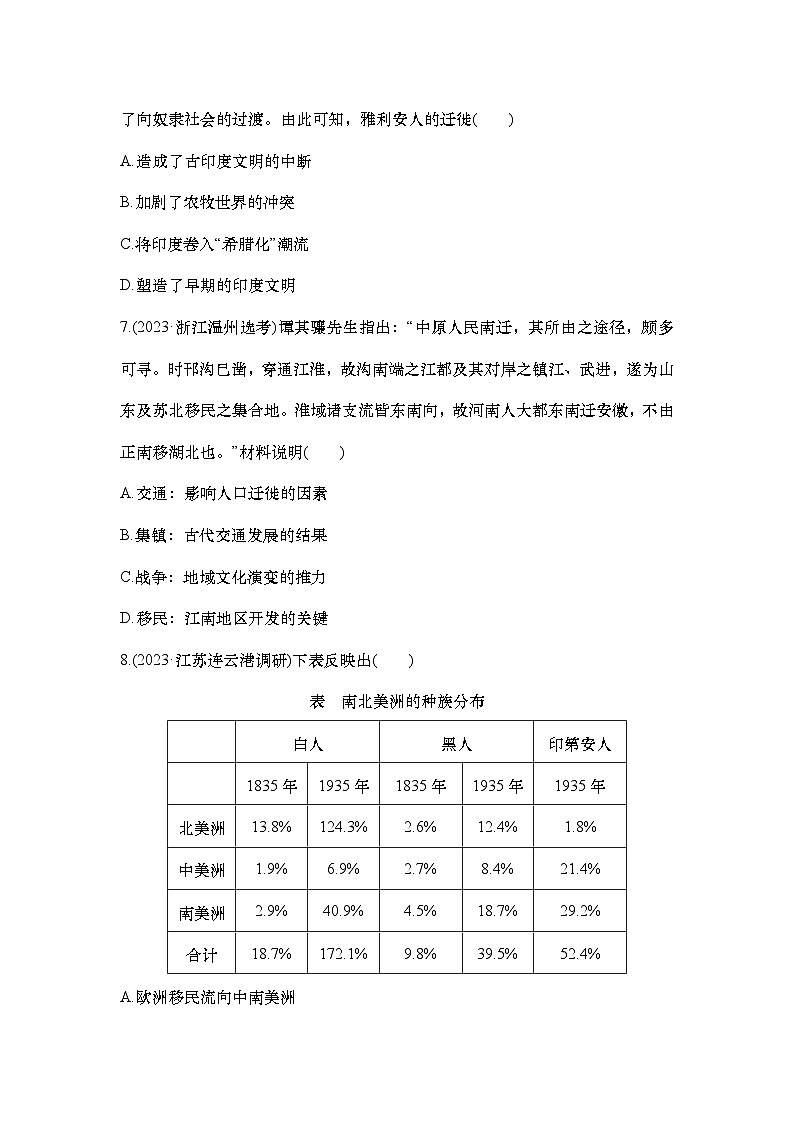 小题练68　人口迁徙、文化交融与认同第3页