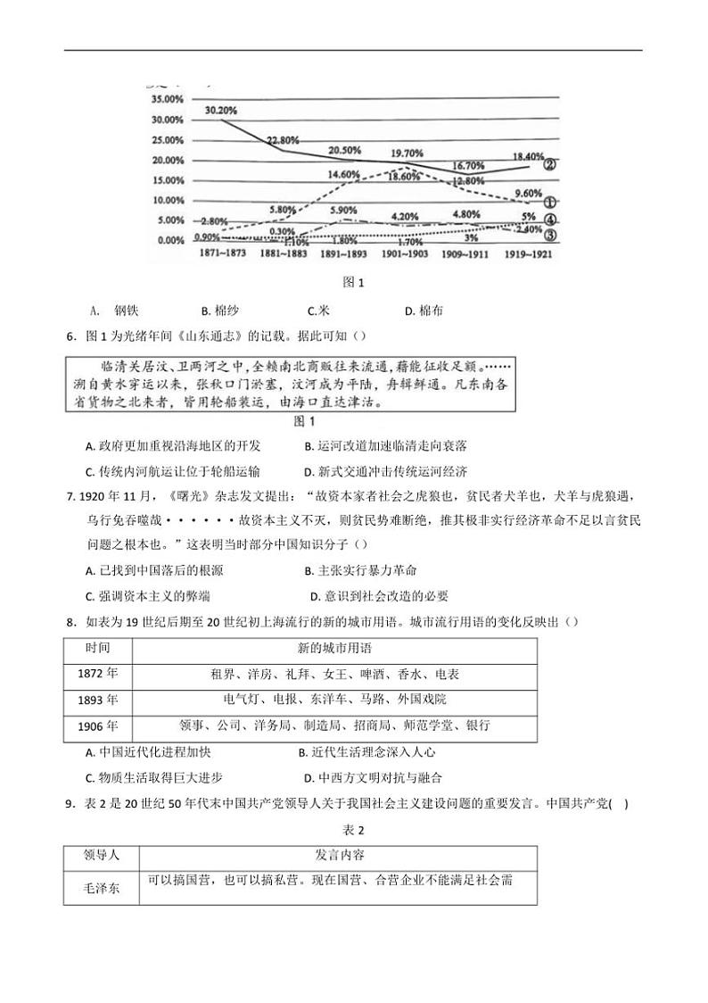 2024～2025学年山东省淄博第一中学高二下开学考试历史试卷(含答案)第2页