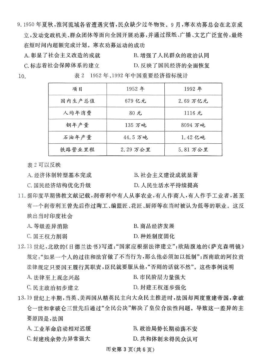 2025届四川省高三下学期高考模拟第一次教学质量联合测评-历史试题+答案第3页
