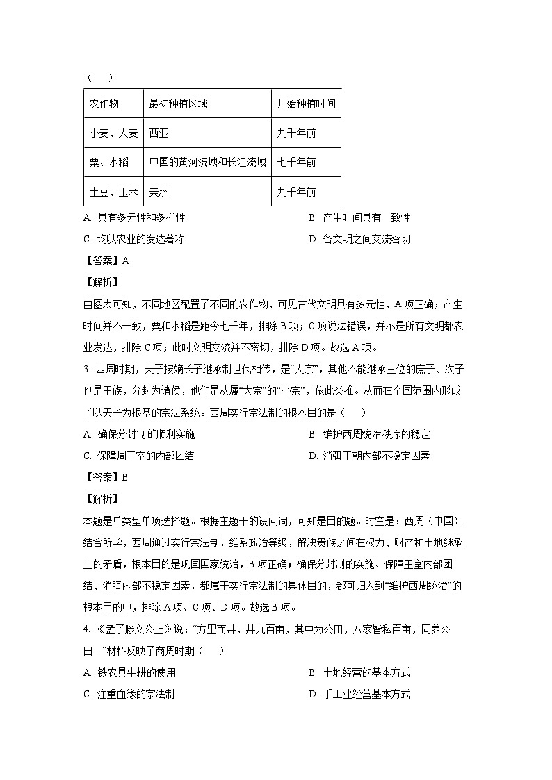 广西玉林市四校2023-2024学年高一上学期11月期中联考历史试题（解析版）第2页