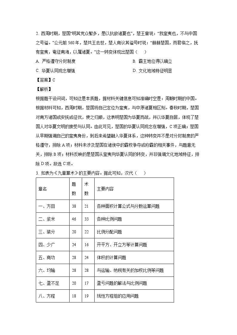 海南省部分学校2024-2025学年高一(上)期末考试历史试卷（解析版）第2页