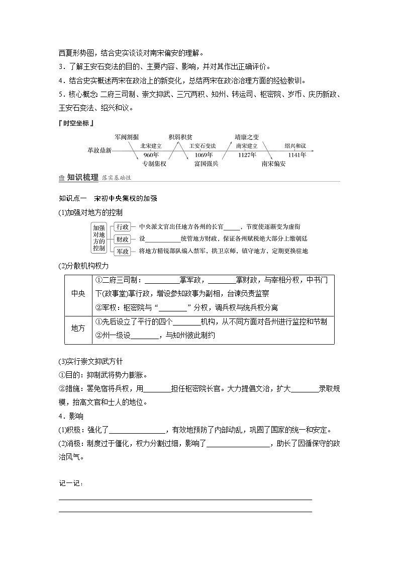 部编版高中历史(必修上册)知识点梳理+巩固练习第三单元　第九课　两宋的政治和军事第2页
