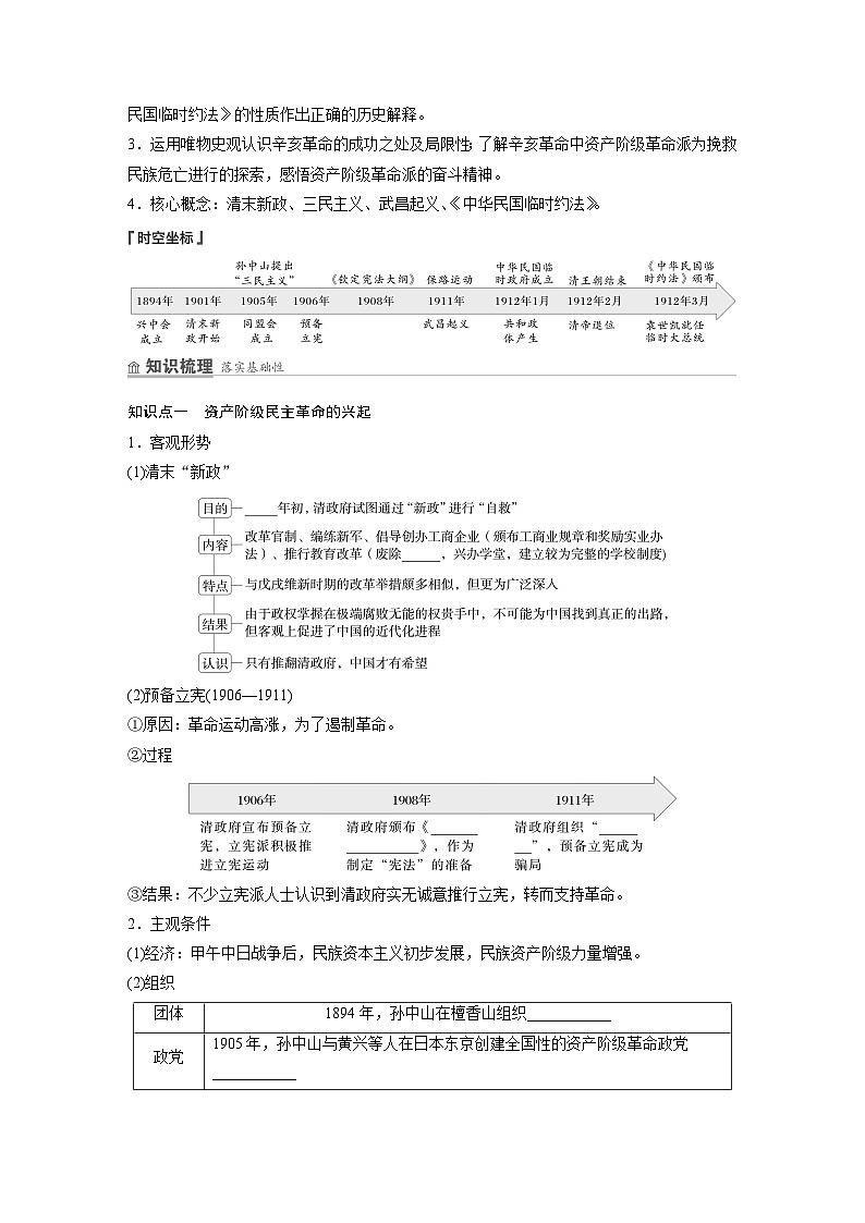 部编版高中历史(必修上册)知识点梳理+巩固练习第六单元　第十八课　辛亥革命第2页
