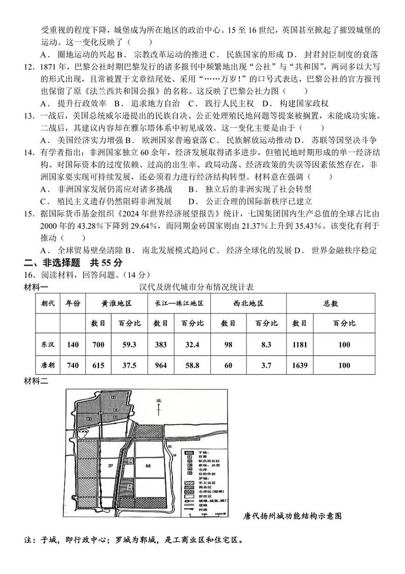 2024～2025学年山东省菏泽市单县第一中学高三下[高考]一模考前模拟(五)历史试卷(含答案)第3页