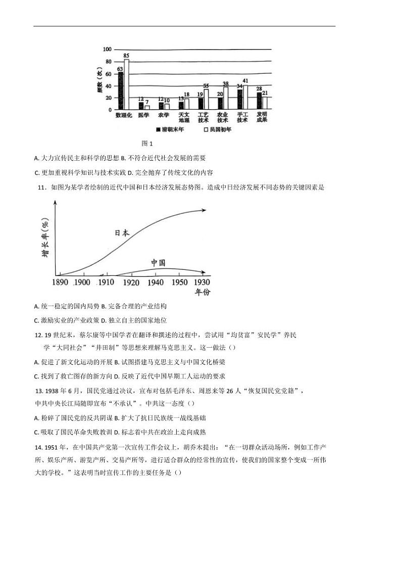 2024～2025学年山东省济宁市嘉祥县第一中学高三下开学考试历史试卷(含答案)第3页