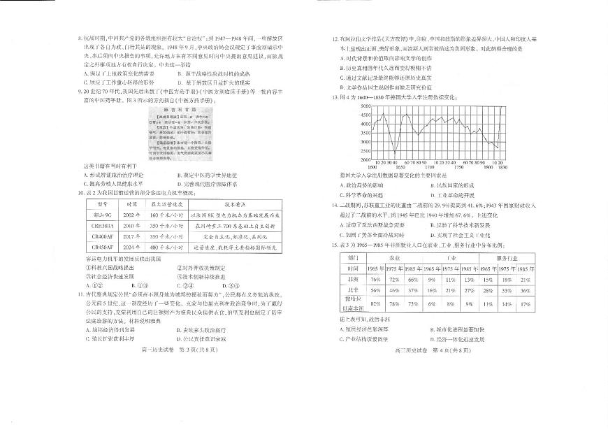 【25届武汉市二月调考】历史试卷第2页
