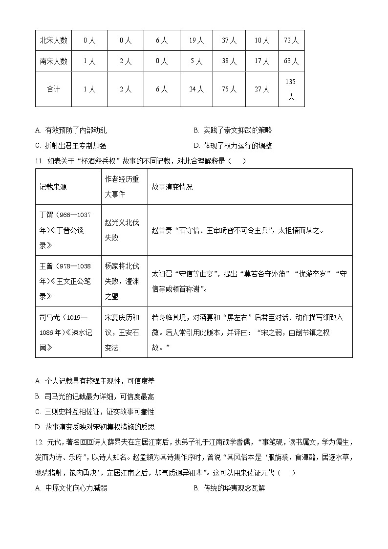 四川省南充市第一中学（三校区）2024-2025学年高一上学期期中检测历史试题（原卷版）第3页
