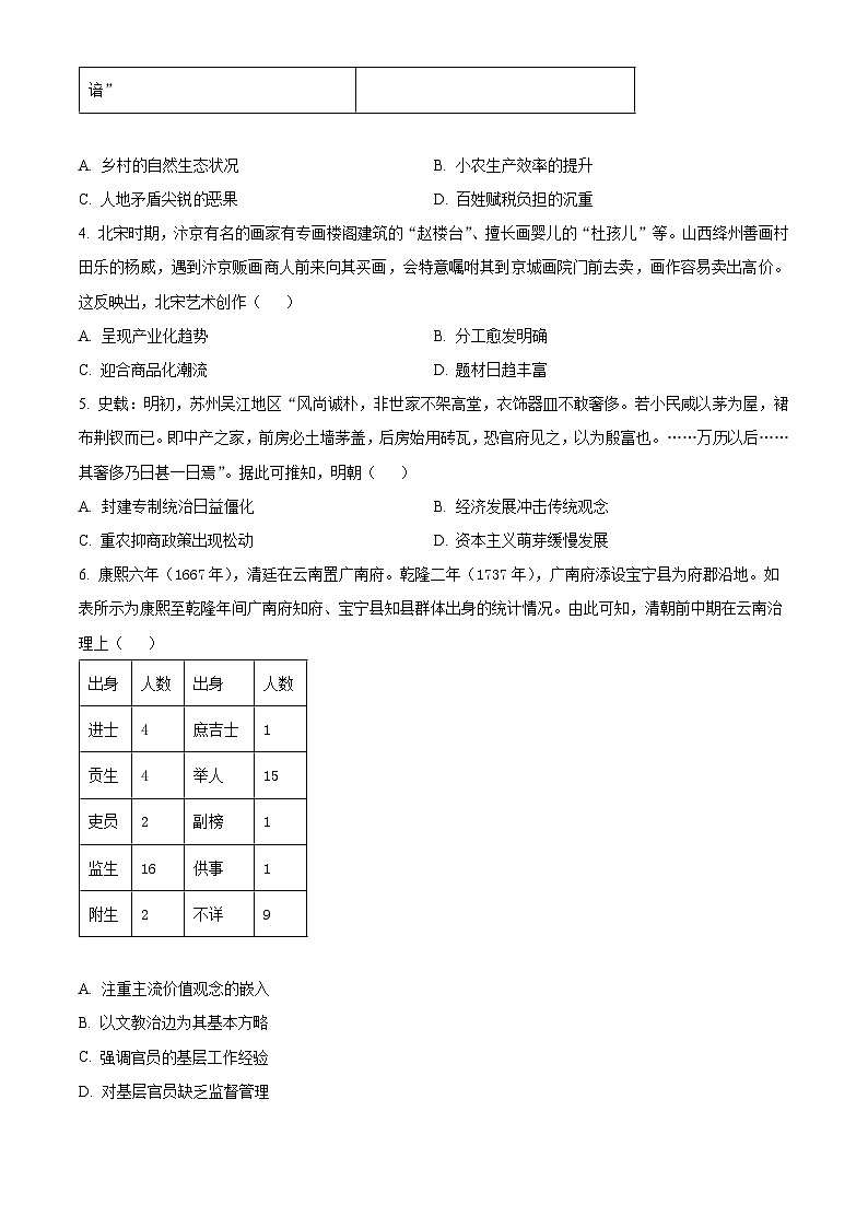 广西桂林市2024-2025学年高三下学期开学质量检测历史试题（原卷版+解析版）第2页