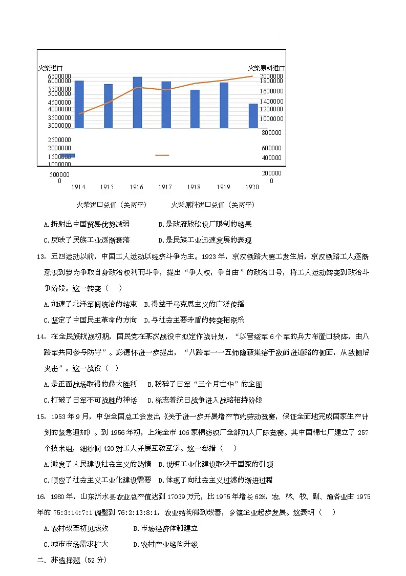 2025怀化高一上学期期末考试历史试题含答案第3页