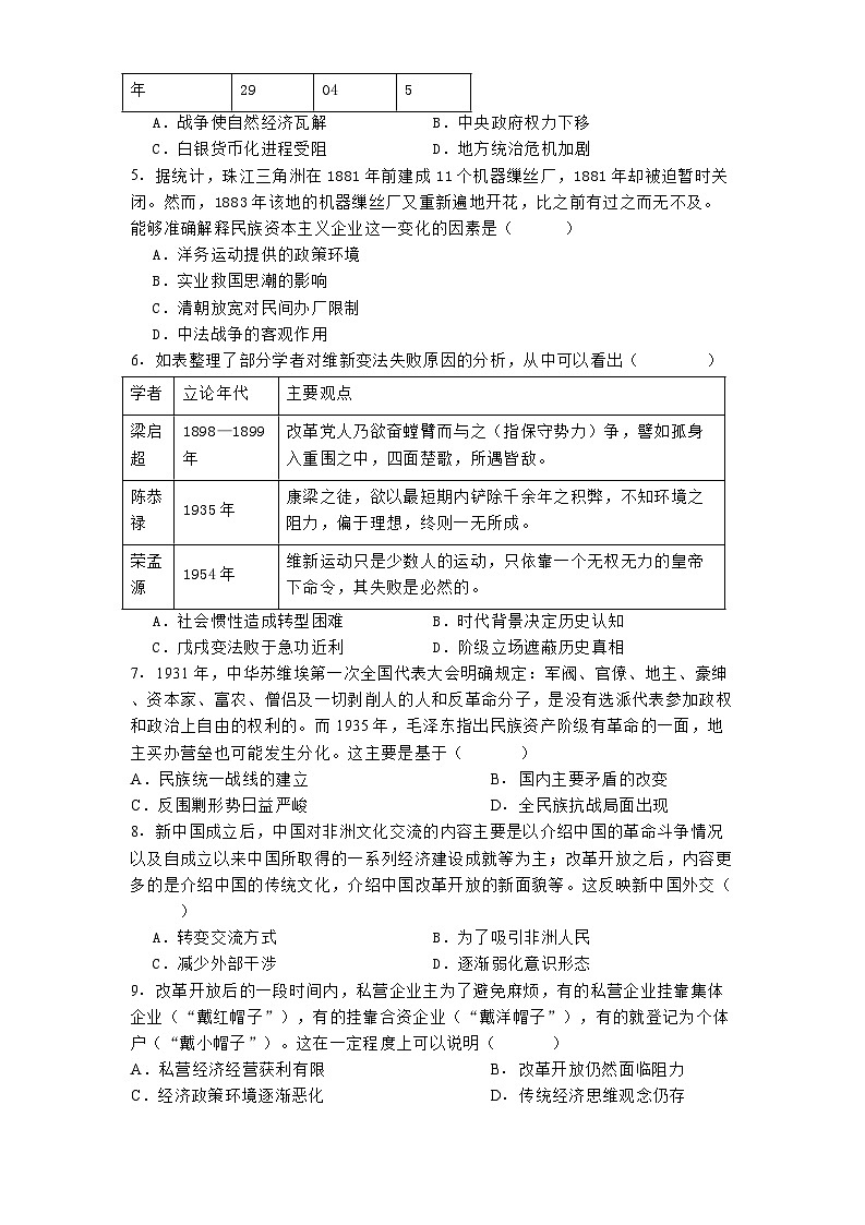 山东省青岛市2024-2025学年高三下学期期初调研历史试题第3页