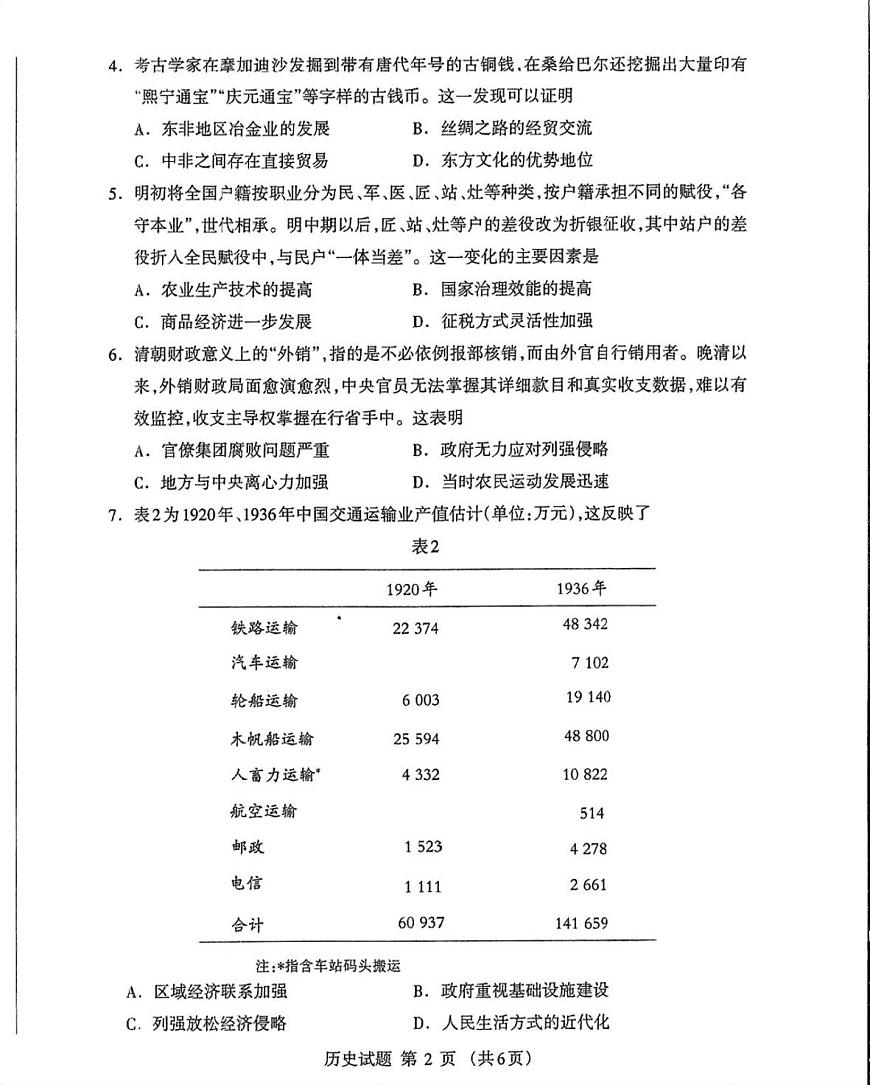 内蒙古呼和浩特市2025届高三高考模拟第一次模拟-历史试题+答案第2页