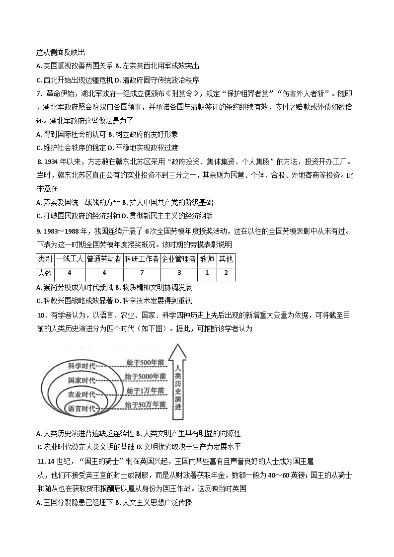 重庆市第一中学校2024-2025学年高三下学期3月适应性月考历史试题第2页