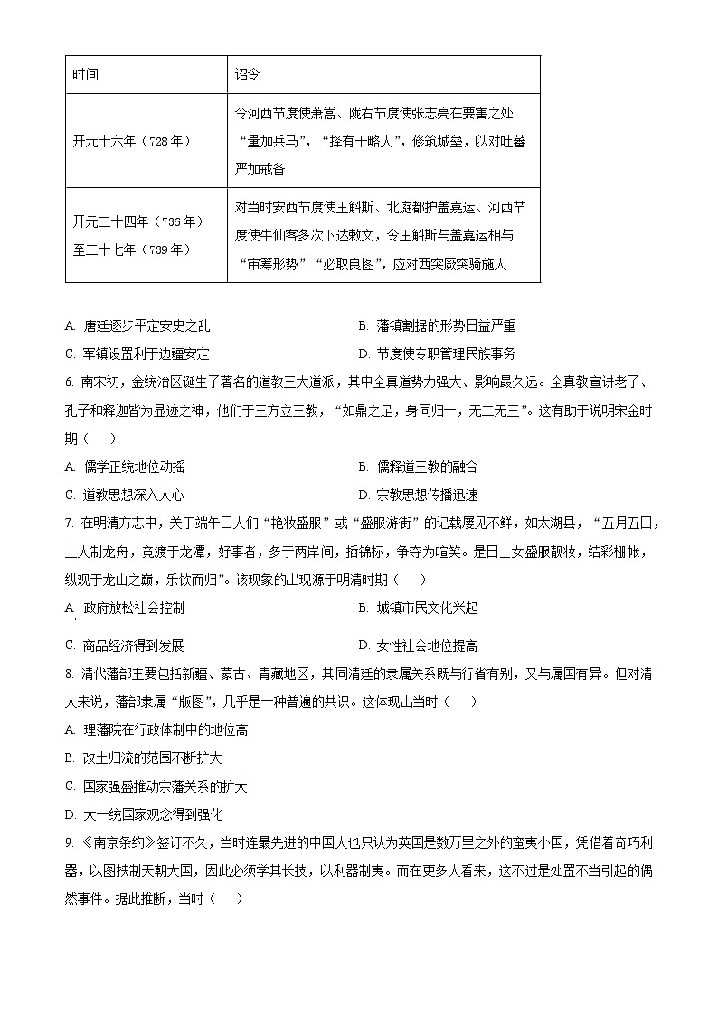 河南省名校大联考2024-2025学年高一下学期开学考试历史试题（原卷版+解析版）第2页