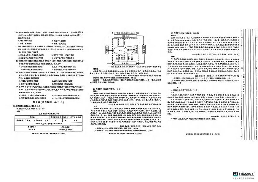 历史丨陕西省榆林市2025届高三1月第二次模拟检测历史试卷及答案第2页